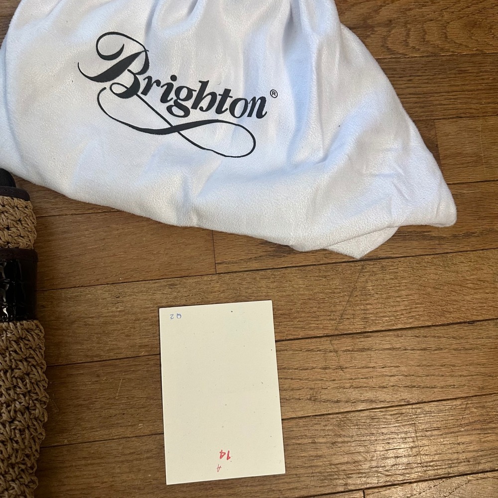 Brighton Straw Crossbody Bag Brown Faux Croc Leather Trim Heart Accents Boho Y2K - Picture 3 of 11